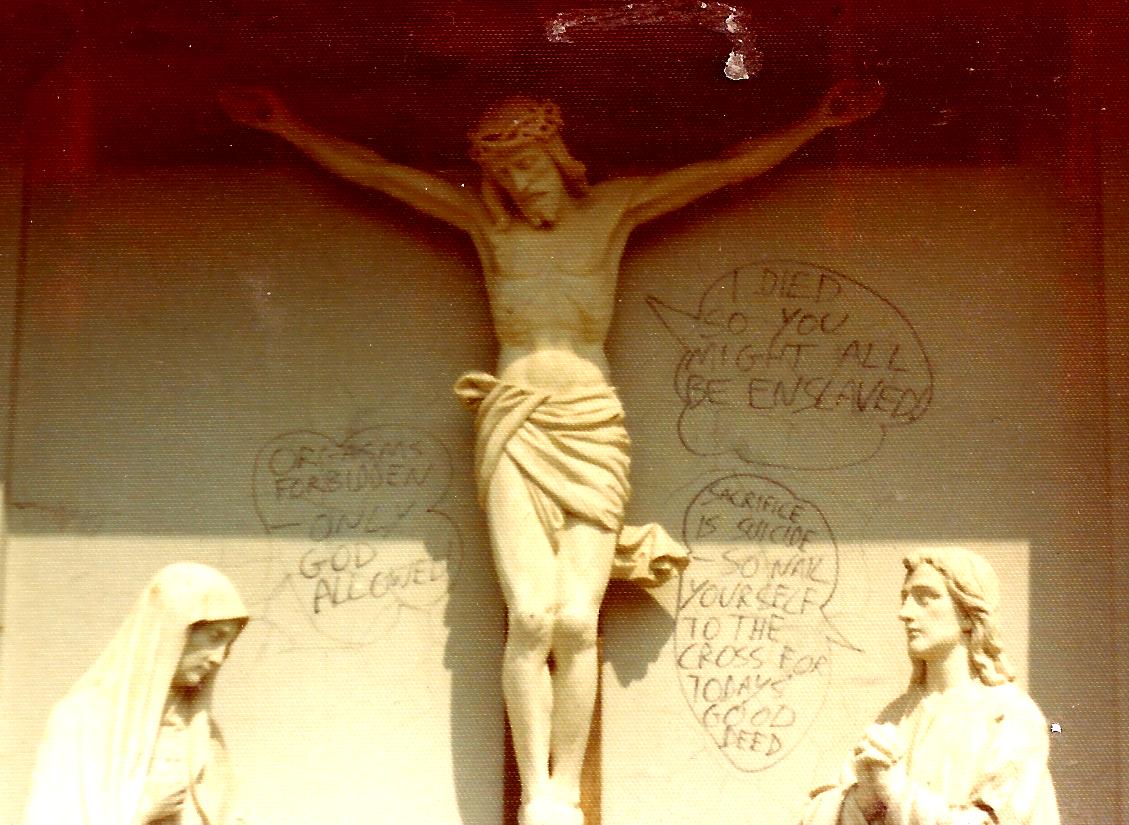 graffiti jesus on cross