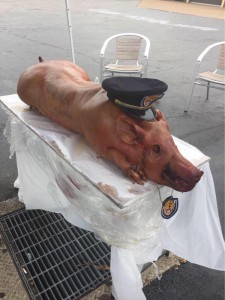 cop pig on plate